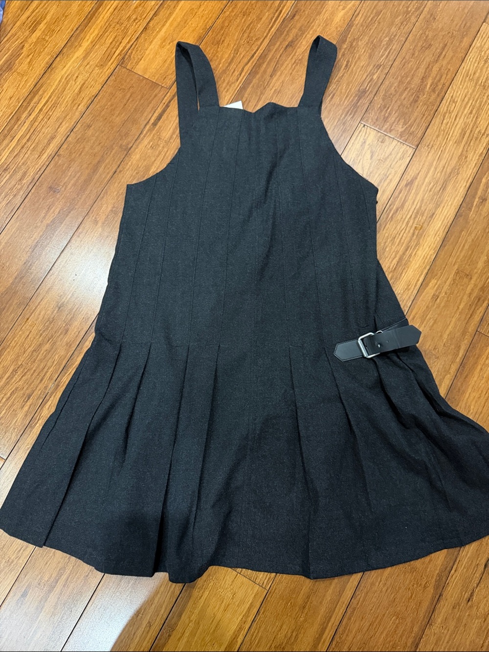 NWT Zara Gray Pleated Pinafore Dress with Side Buckle 12-13 year-old girl